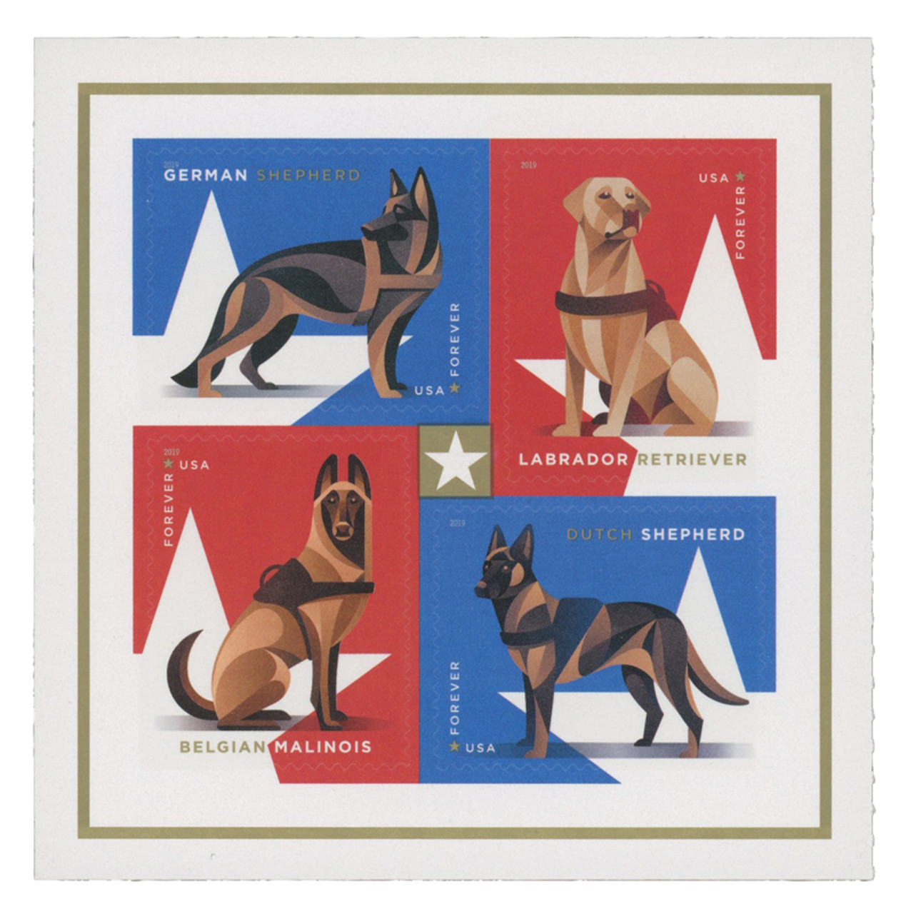 2019 Military Working Dogs Stamps 100 PCS
