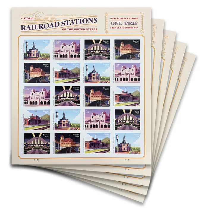 2023 Railroad Stations Stamps 100 PCS