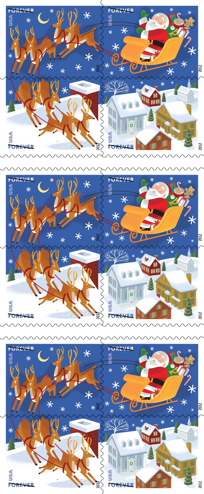 2012 Santa and Sleigh Stamps